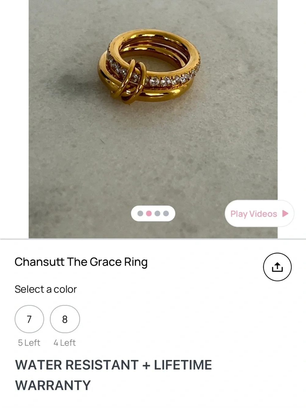 Chansutt water resistant stack ring / size 8